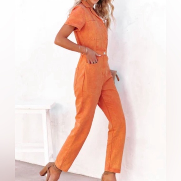 VICI Orange Emery Short Sleeve Jumpsuit - Picture 1 of 10
